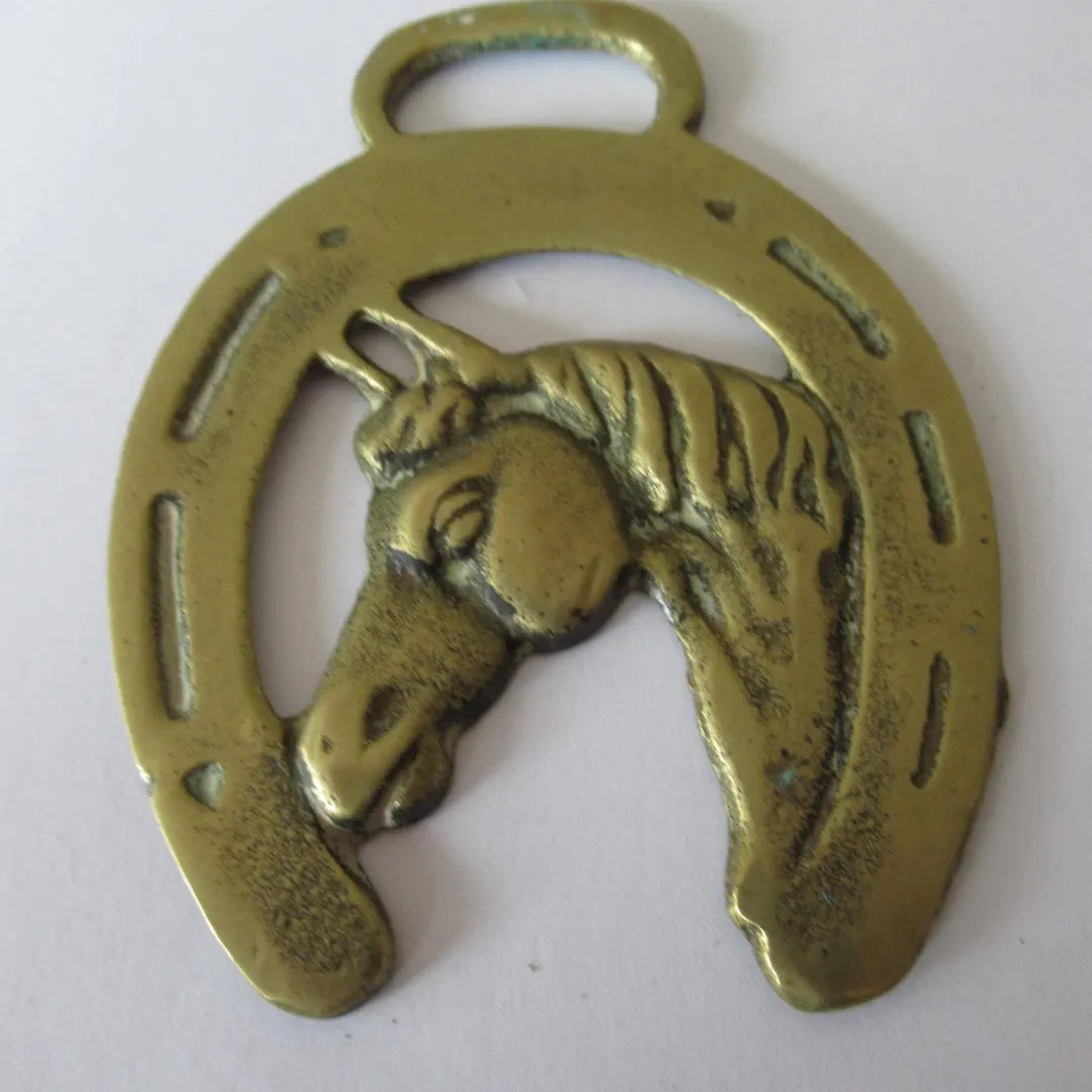 Antique Horse Brass Horse Head Horseshoe Martingale Medallion | Etsy (US)