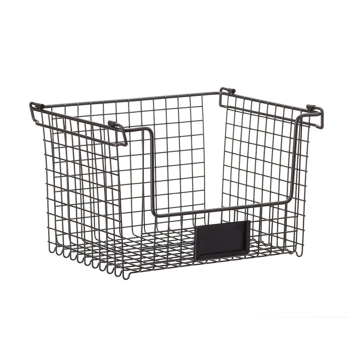 iDesign Black Stackable Basket | The Container Store
