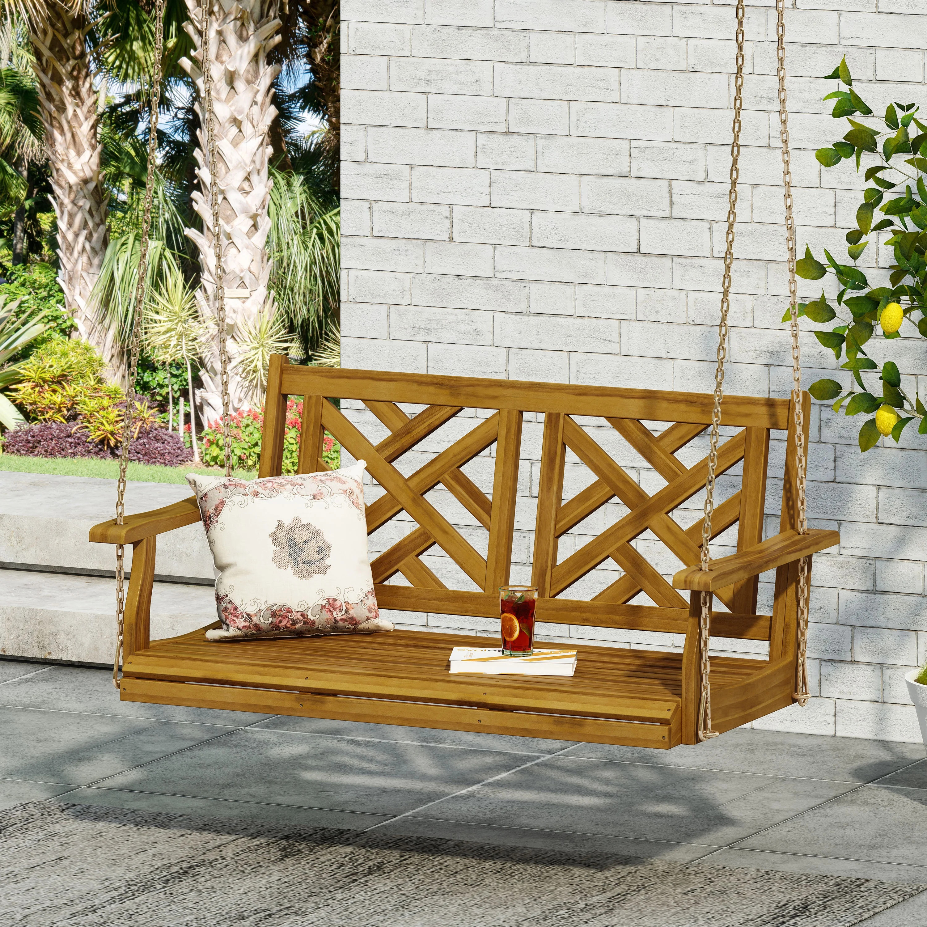 Kessler Acacia Wood Outdoor Hanging Porch Swing, Teak | Walmart (US)