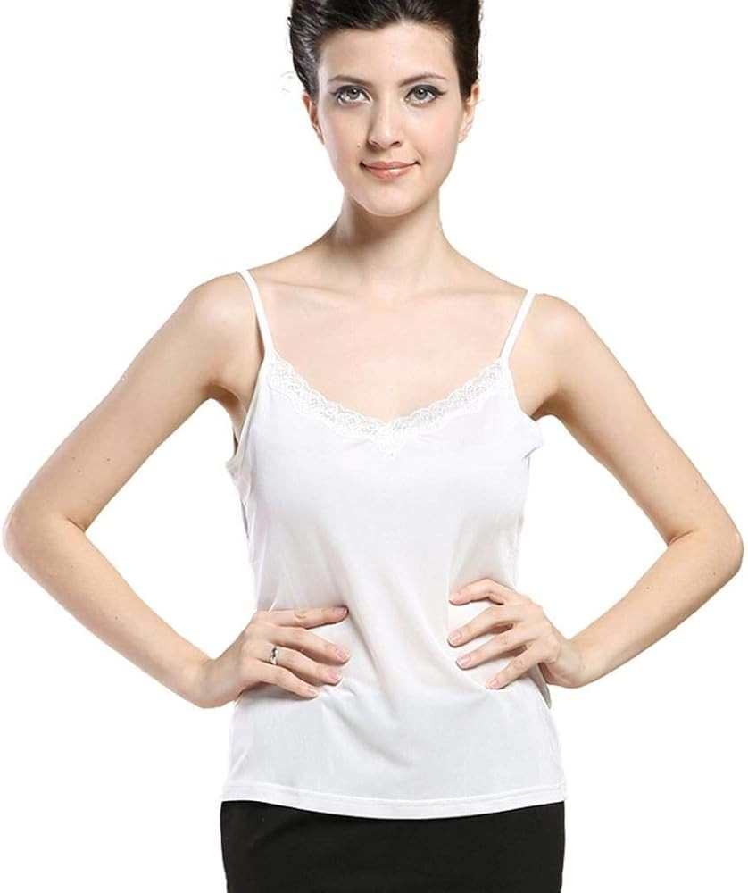 Forever Angel Women's 100% Pure Silk Knitted Lace Camisole Top | Amazon (US)