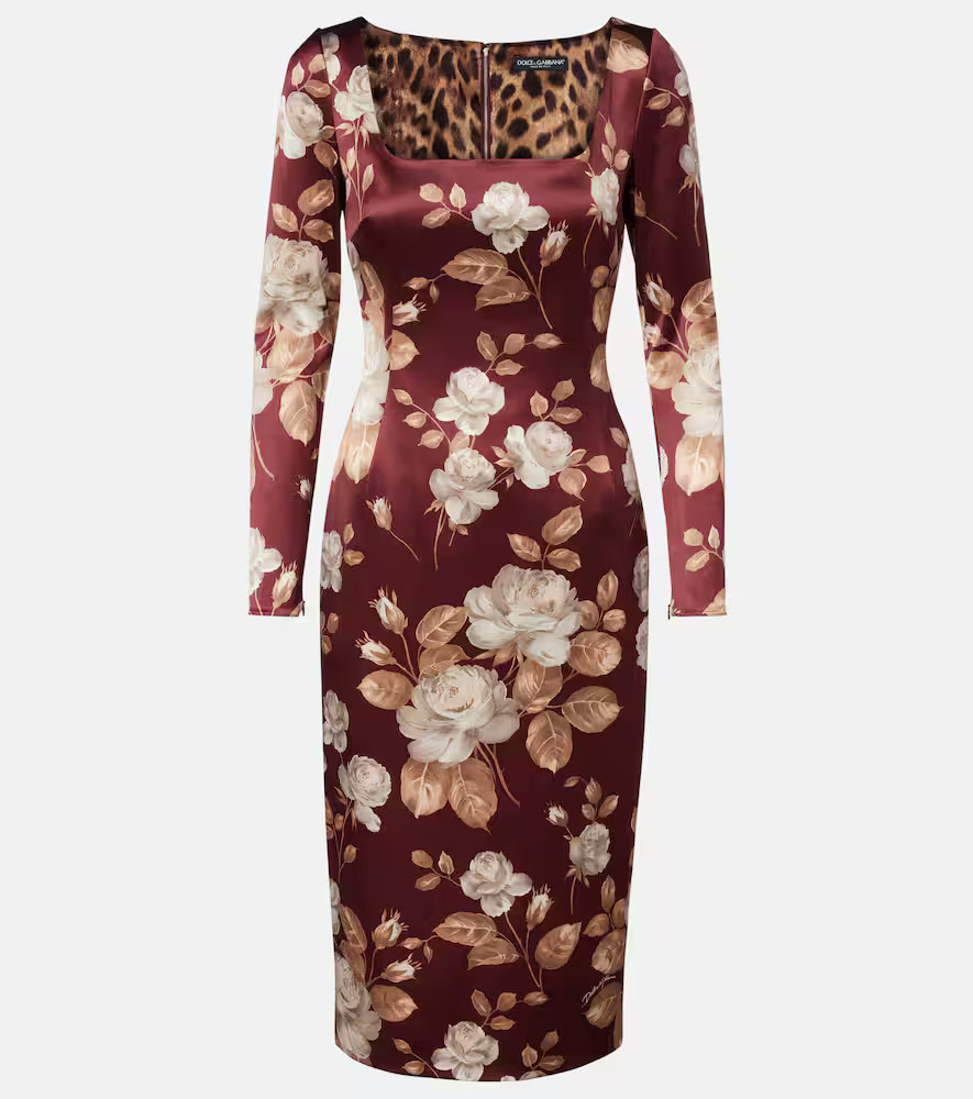 Dolce&Gabbana Floral satin midi dress | Mytheresa (US/CA)