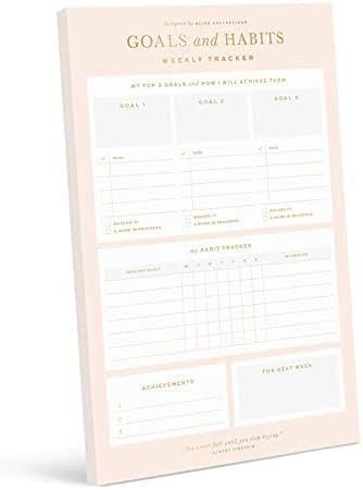 Bliss Collections Weekly Goal and Habit Tracker, Brilliant Beach, Gold Checklist for Organizing a... | Amazon (US)
