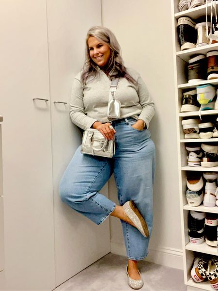 ✨SIZING•PRODUCT INFO✨
⏺ Light-Medium Wash Barrel Jeans •• 16 •• TTS @targetstyle 
⏺ Grey Collared Vneck Sweatshirt •• L •• TTS @walmartfashion  
⏺ Rounded Toe Embellished Ballet Flats •• TTS •• Macys 
⏺ Silver Crossbody Bag @walmartfashion 

👋🏼 Thanks for stopping by!

📍Find me on Instagram••YouTube••TikTok ••Pinterest ||Jen the Realfluencer|| for style, fashion, beauty and…confidence!

🛍 🛒 HAPPY SHOPPING! 🤩

#walmart #walmartfashion #walmartstyle walmart finds, walmart outfit, walmart look  #target #targetfinds #founditattarget #targetstyle #targetfashion #targetoutfit #targetlook #ballet #flats #balletflats Ballet flats, cute ballet flats, cute flats, affordable ballet flats, ballet flats under $30, ballet flats under $50, outfit with ballet flats, how to style ballet flats, ballet flats outfit, ballet flats style, ballet flats inspo, ballet flats ootd, ballet flats look, casual ballet flats #denimoutfit #jeansoutfit #denimstyle #jeansstyle #denim #jeans #style #inspo #fashion #jeansfashion #denimfashion #jeanslook #denimlook #jeans #outfit #idea #jeansoutfitidea #jeansoutfit #denimoutfitidea #denimoutfit #jeansinspo #deniminspo #jeansinspiration #deniminspiration  #casual #casualoutfit #casualfashion #casualstyle #casuallook #weekend #weekendoutfit #weekendoutfitidea #weekendfashion #weekendstyle #weekendlook #neutral #neutrals #neutraloutfit #neatraloutfits #neutrallook #neutralstyle #neutralfashion #neutraloutfitinspo #neutraloutfitinspiration 
#under10 #under20 #under30 #under40 #under50 #under60 #under75 #under100
#affordable #budget #inexpensive #size14 #size16 #size12 #medium #large #extralarge #xl #curvy #midsize #pear #pearshape #pearshaped
budget fashion, affordable fashion, budget style, affordable style, curvy style, curvy fashion, midsize style, midsize fashion



#LTKmidsize #LTKfindsunder50 #LTKstyletip