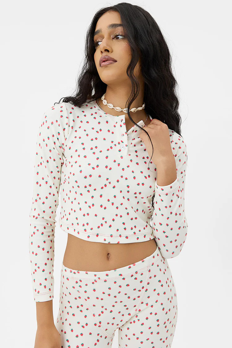 x GIGI HADID Lake Terry Long Sleeve Top - Strawberry Cream | Frankies Bikinis