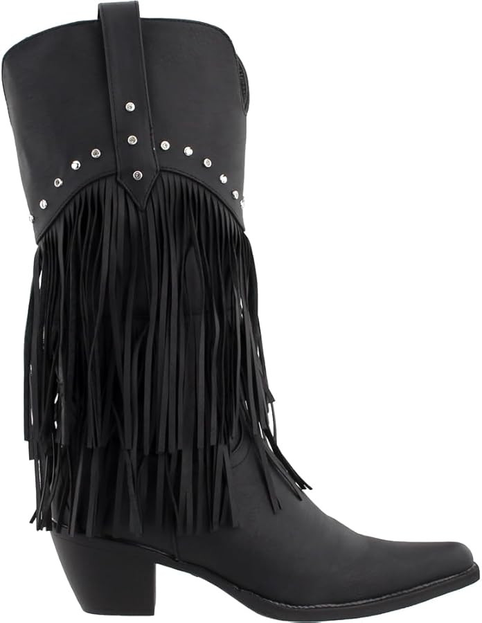 ROPER Womens Oakley Studded Pointed Toe Casual Boots Mid Calf Low Heel 1-2" - Black | Amazon (US)