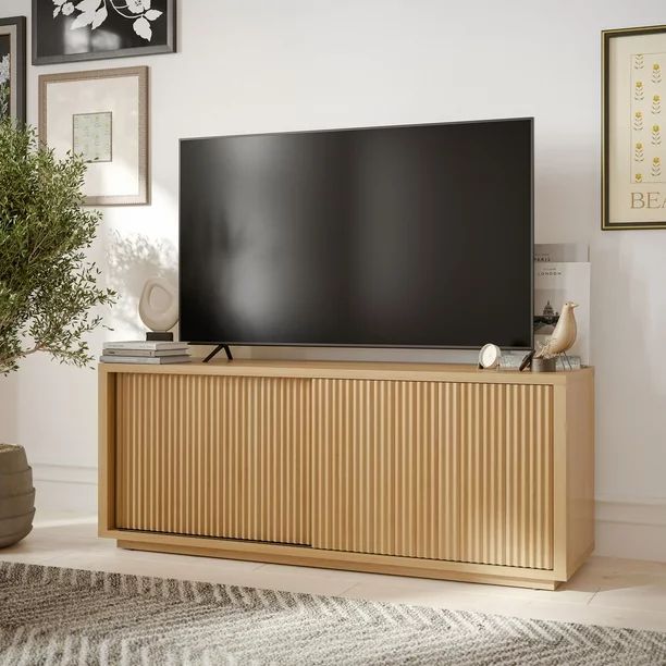 Beautiful Fluted TV Stand for TV’s up to 70” by Drew Barrymore, Warm Honey Finish - Walmart.c... | Walmart (US)