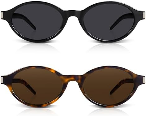 DrRelax Retro Oval Sunglasses for Women Trendy 90s Small Vintage Designer Sun glasses with UV400 ... | Amazon (US)