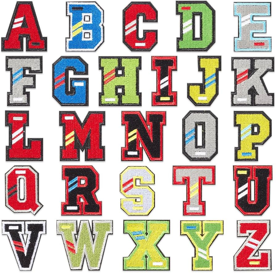 26 Pcs Color Iron on Letter Patches, A-Z Glitter Alphabet Patch for Clothes, Dress, Hat, Jeans, S... | Amazon (US)