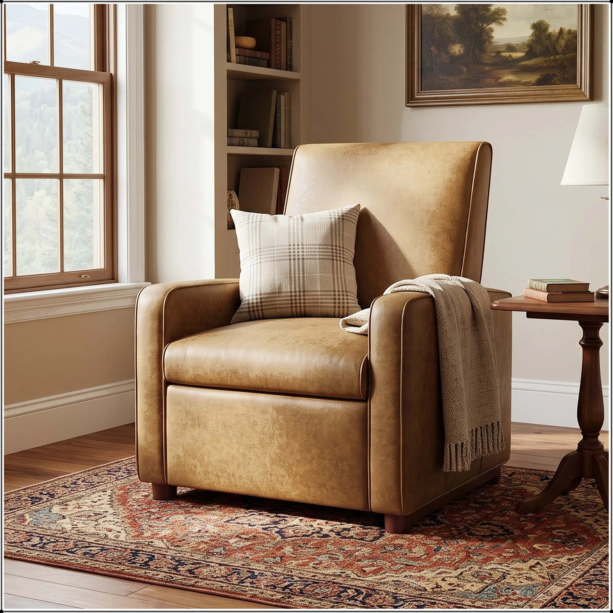 Manual Push-Back Recliner with 160-Degree Recline and Walnut Rubber Wood Legs | Wayfair North America
