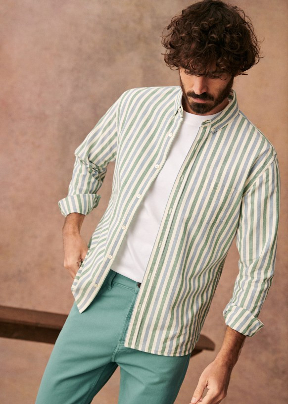 Blue Whit Green Stripes | Sezane Paris