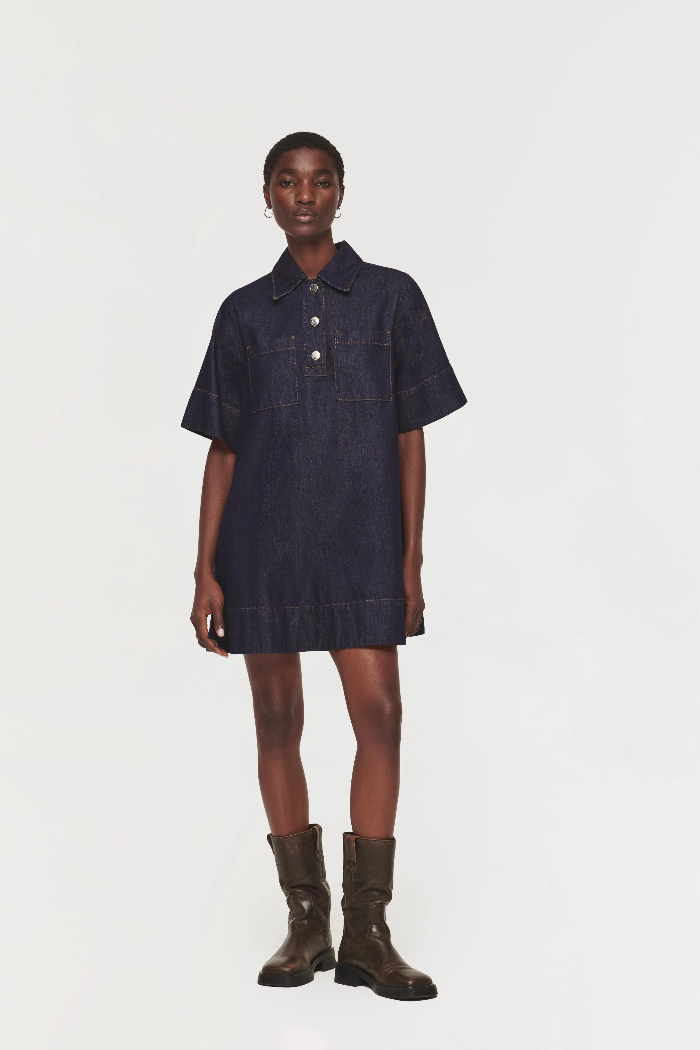 Grace | Denim Pocket Dress in Indigo | ALIGNE | Aligne UK