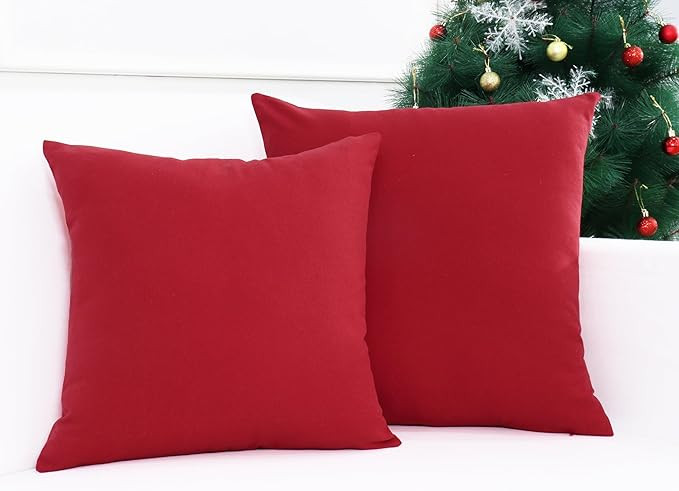 PurpleEssences Pack of 2 Cotton Pillow Covers Decorative Square Throw Pillowcase Soft Solid Cushi... | Amazon (US)