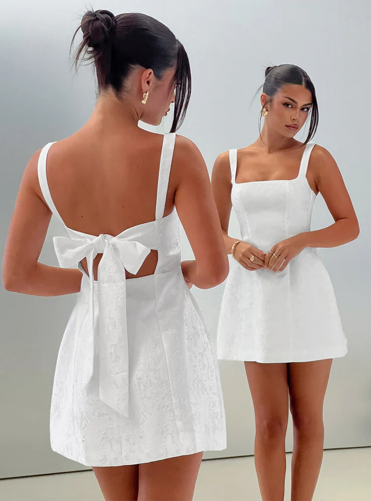 Asterie Bow Detail Mini Dress White | Princess Polly US