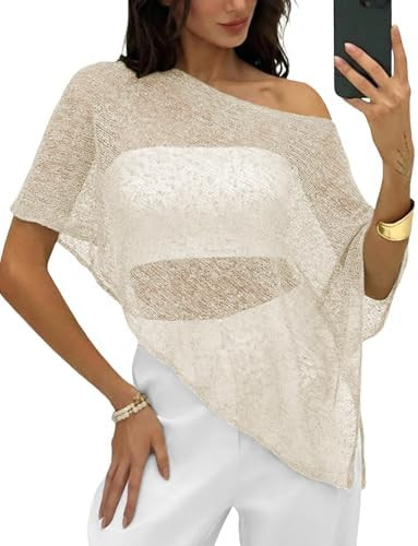 LOMON Womens Sheer Poncho Shrug Bolero Lightweight Knit Crochet Shrug Mesh Cover Up Summer 2026 | Amazon (US)