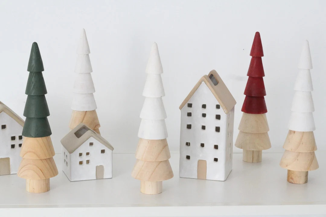 Wooden Trees  Small Christmas Tree  Mantel Woodland Chritmas - Etsy | Etsy (US)