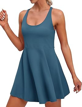 IUGA Womens Tennis Dress Built in Shorts & Bra Adjustable Straps Exercise Workout Dress with Pock... | Amazon (US)