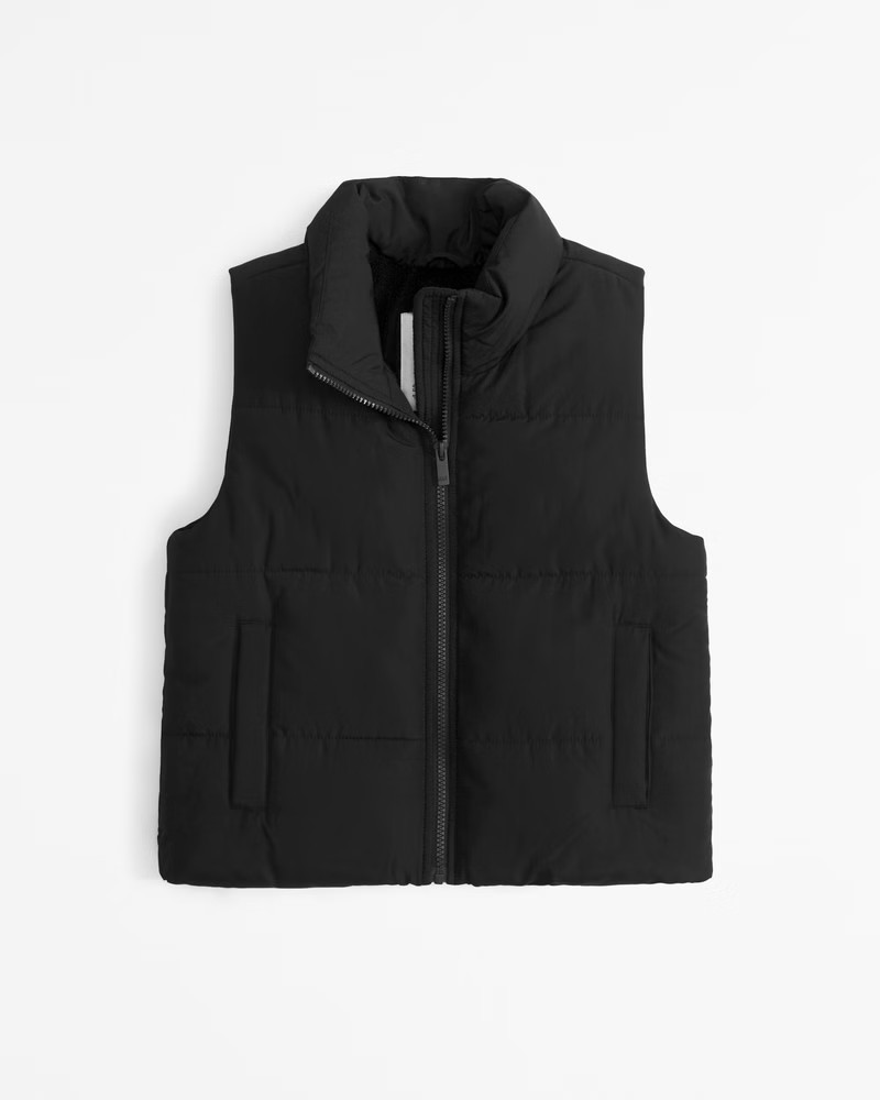 abercrombie kids girls puffer vest in black - size 5/6 | Abercrombie & Fitch (US)