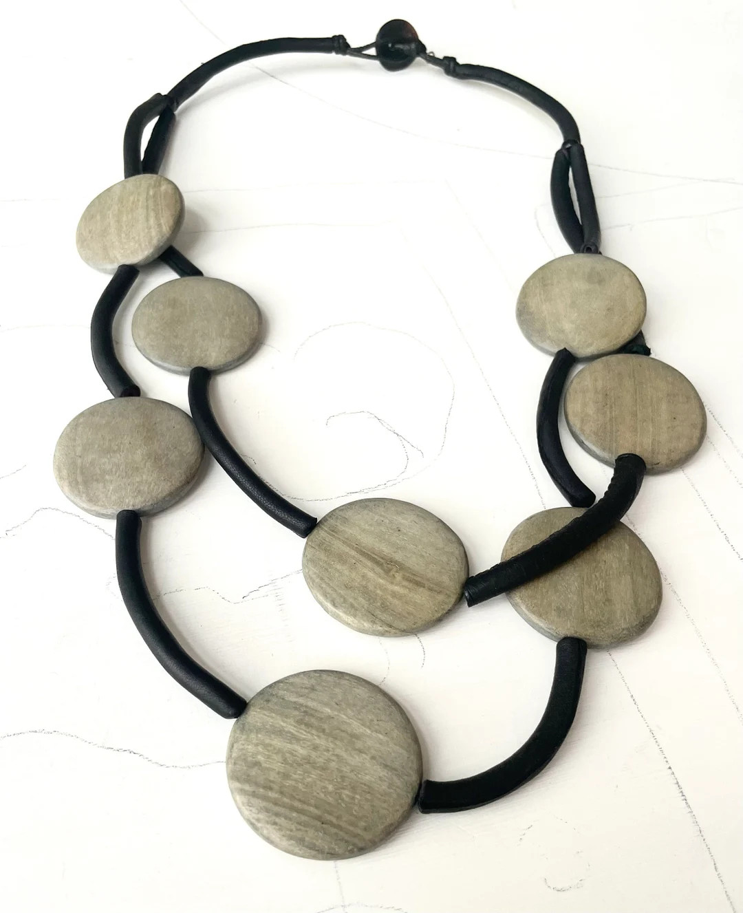 Sylca Designer Y2k Wood and Leather Statement Necklace - Etsy | Etsy (US)