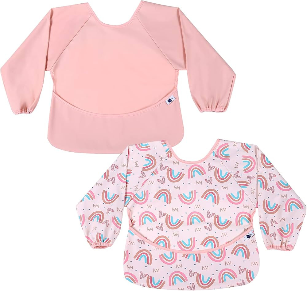 SPINFOX Waterproof Bibs for Baby, Washable Toddler Bibs for Eating, Baby Bibs with Food Catcher F... | Amazon (US)