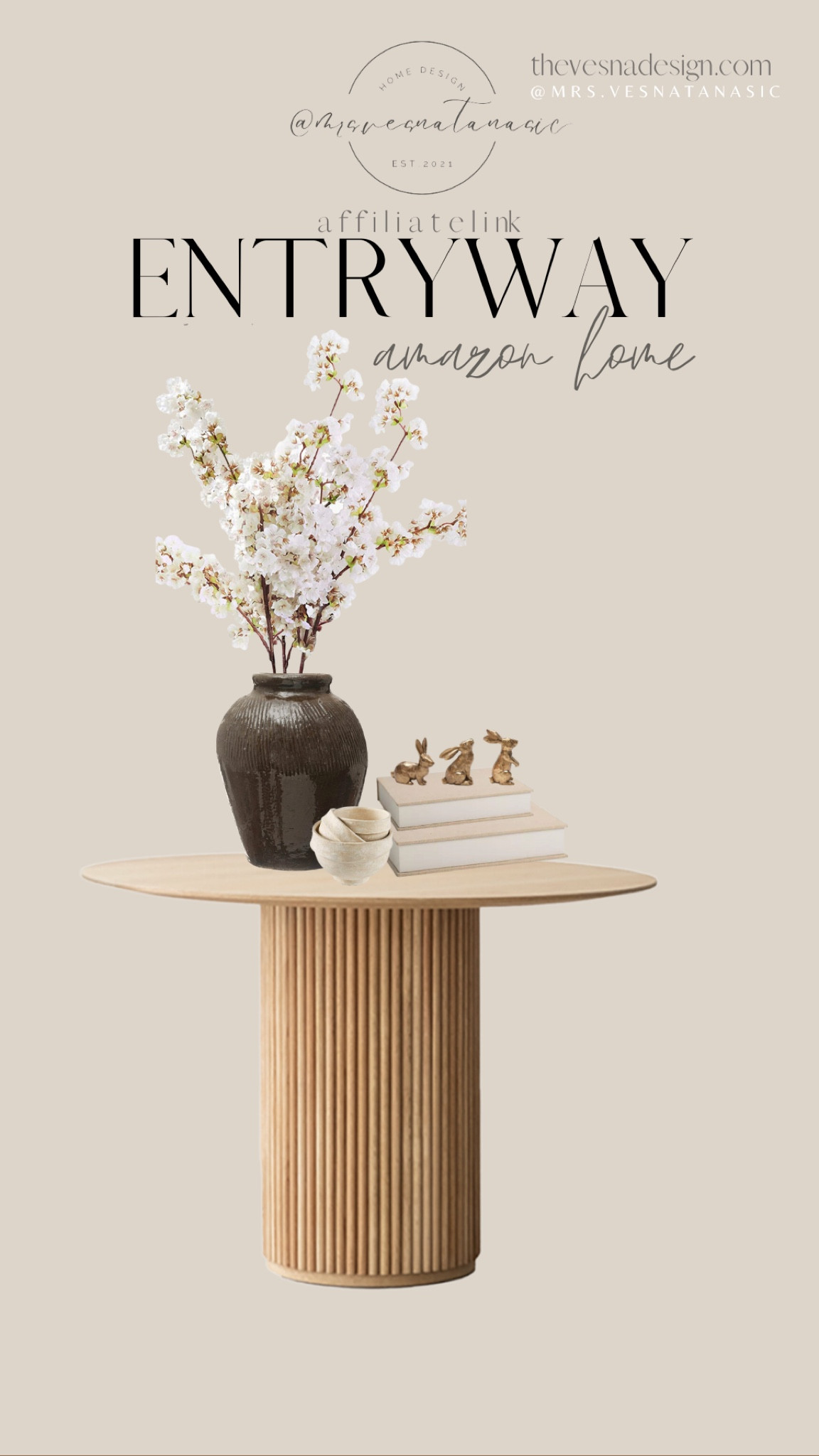 Recreate my entryway look with these curated pieces from Amazon!

Amazon home, entryway, entryway table, cherry blossom, bunny, spring decor, Easter, spring, Easter decor, Amazon home, vase, large vase, faux florals, faux stems, faux flowers, books, round table, round pedestal table, dining table, home decor, home, paper mache bowls, paper bowls, coffee table books

#LTKFind #LTKSeasonal #LTKhome