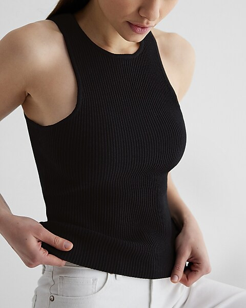 Ribbed High Neck Sweater Tank | Express
