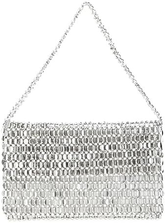 Vintage Style Acrylic Silver Sequin Handbag Underarm Purse Evening Clutch for Wedding Party | Amazon (US)