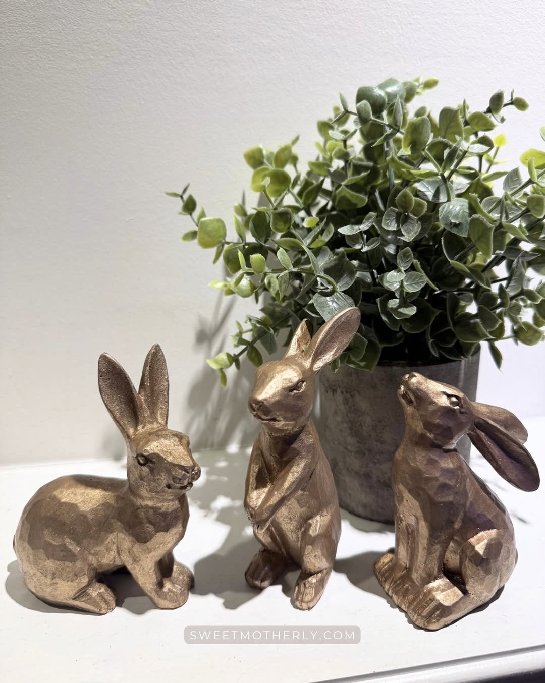 The sweetest little trio of gold bunnies to add to your spring decor!

Easter bunny home decor
Pastel Easter table decor
Easter egg garlands
Bunny figurines decor
Easter wreaths for front door
Easter table centerpieces
Spring bunny throw pillows
Easter tiered tray decor
Decorative Easter egg bowls
Easter kitchen towels

#LTKSeasonal #LTKHome #LTKSaleAlert