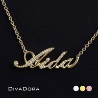 14K Solid Gold Diamond Name Necklace, Custom Nameplate, Gift For Her, Pdndd001-P | Etsy (US)