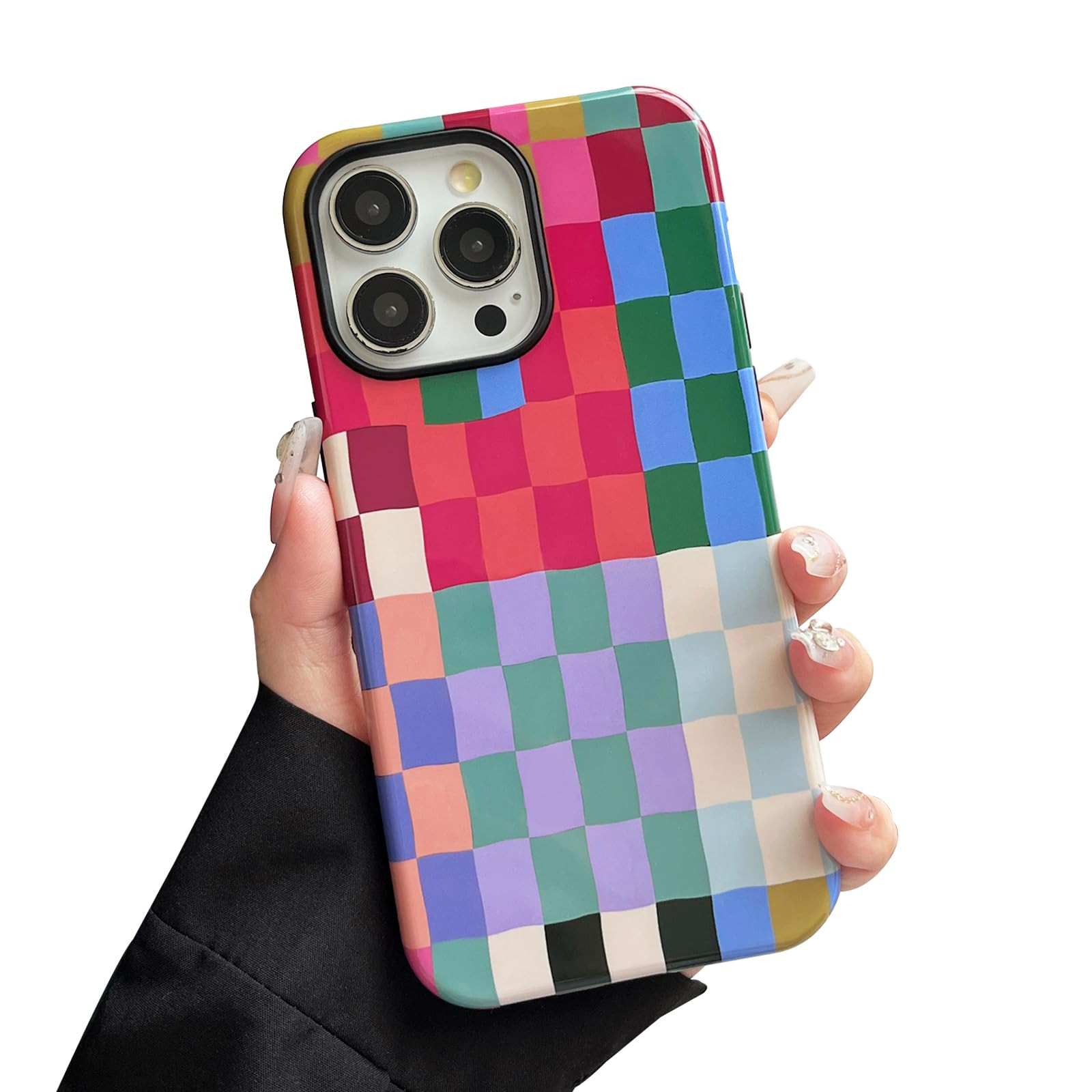 Case for iPhone 12 Case/iPhone 12 Pro Case, Cute Colorful Checkered Shockproof Slim Soft TPU and ... | Amazon (US)
