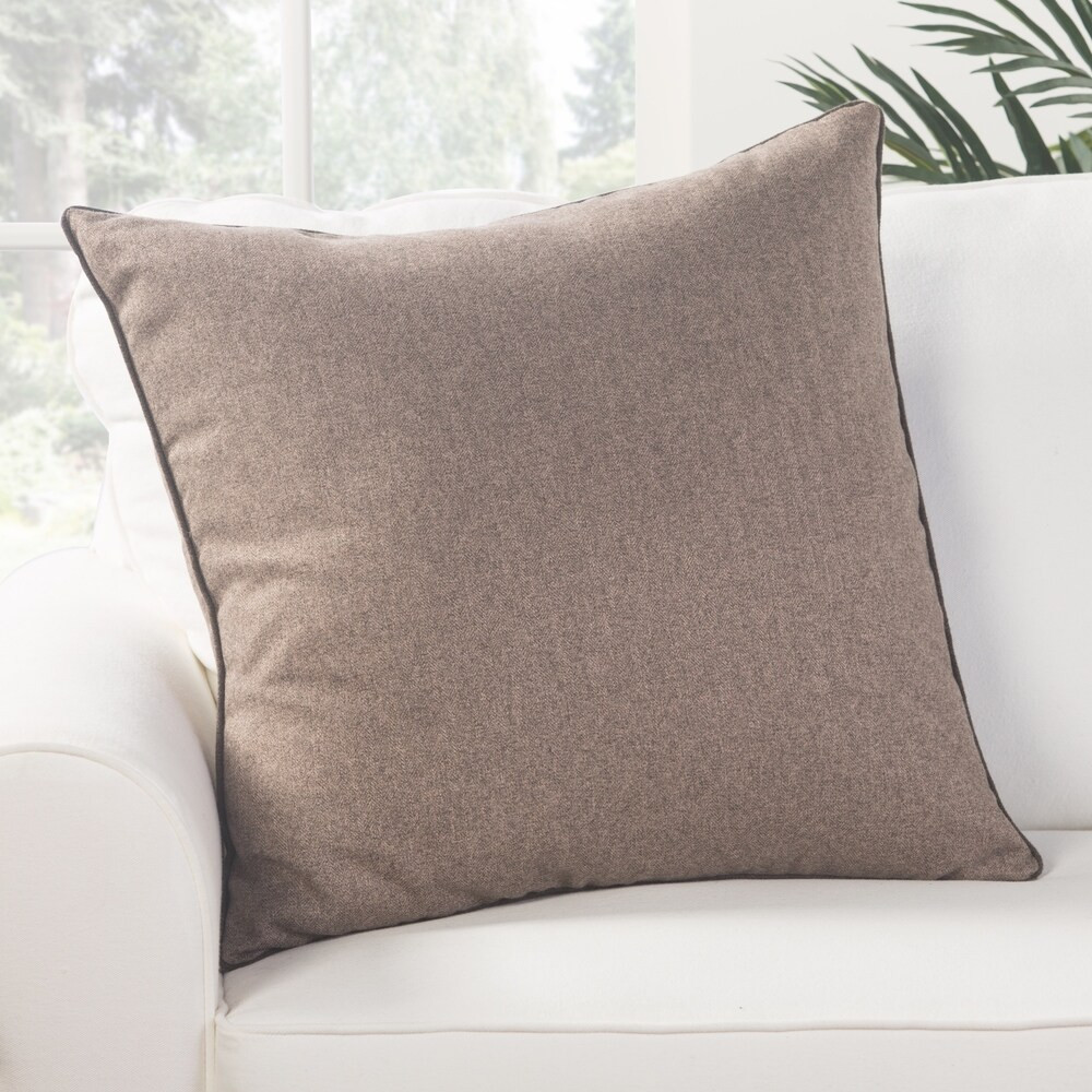 Park Solid Light Brown Poly Throw Pillow 22 inch (Polyester - 22" x 22" - Accent - Light Brown - Sin | Bed Bath & Beyond