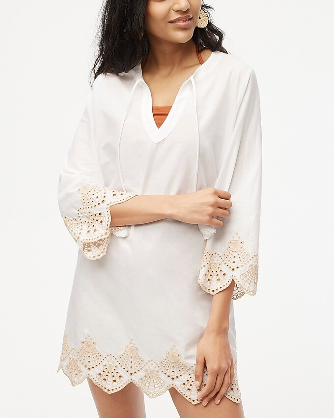 Beach tunic with seashell eyelet trim | J.Crew Factory