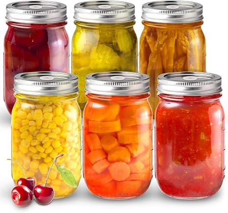 sungwoo Mason Jars, Canning Jars 16 ounces, 6 PACK, with Sealed and Straw Lid, Ideal for Juice, J... | Amazon (US)