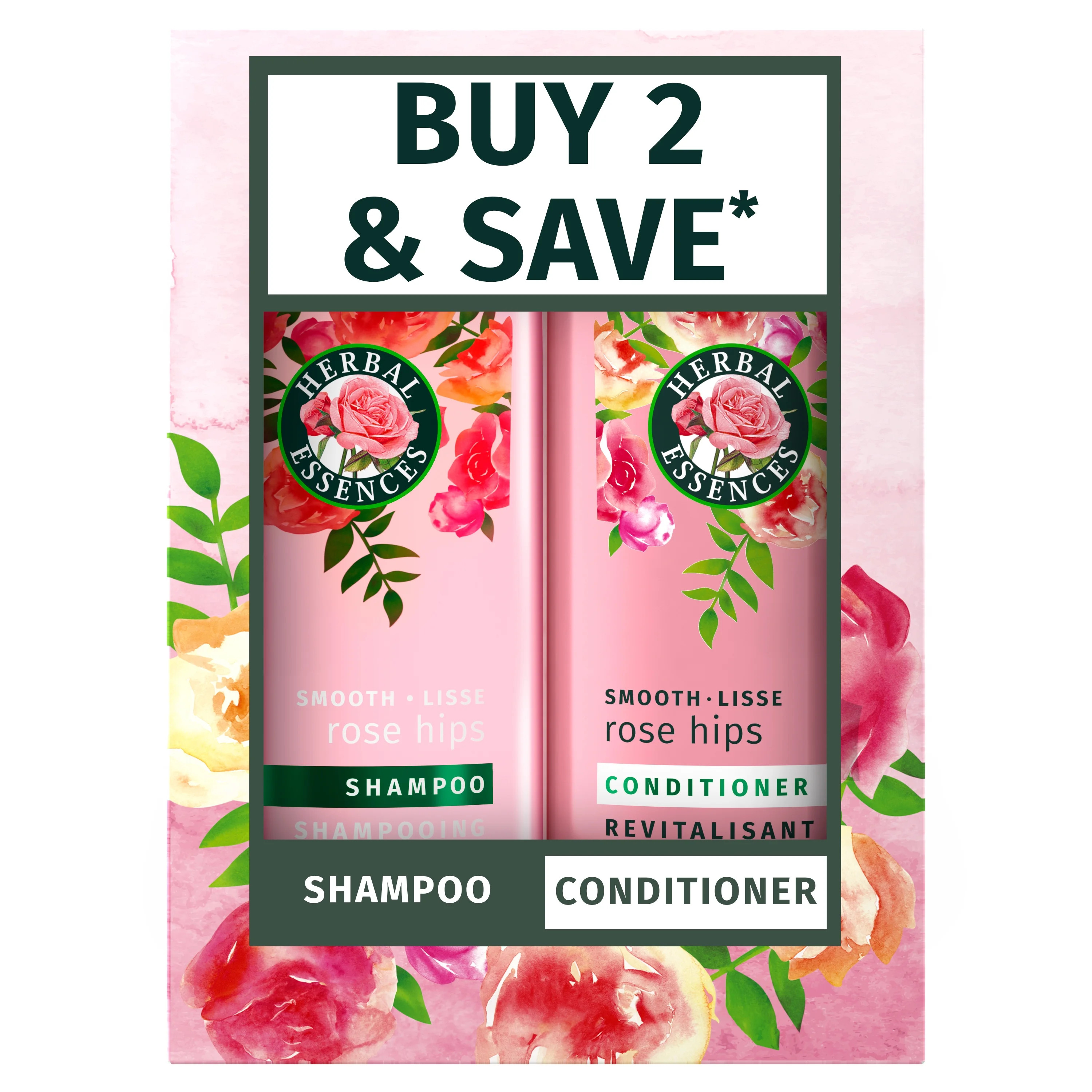 Herbal Essences Shampoo and Conditioner Set, All Hair Types, Rose Hips, 13.5 fl oz 2 Ct | Walmart (US)