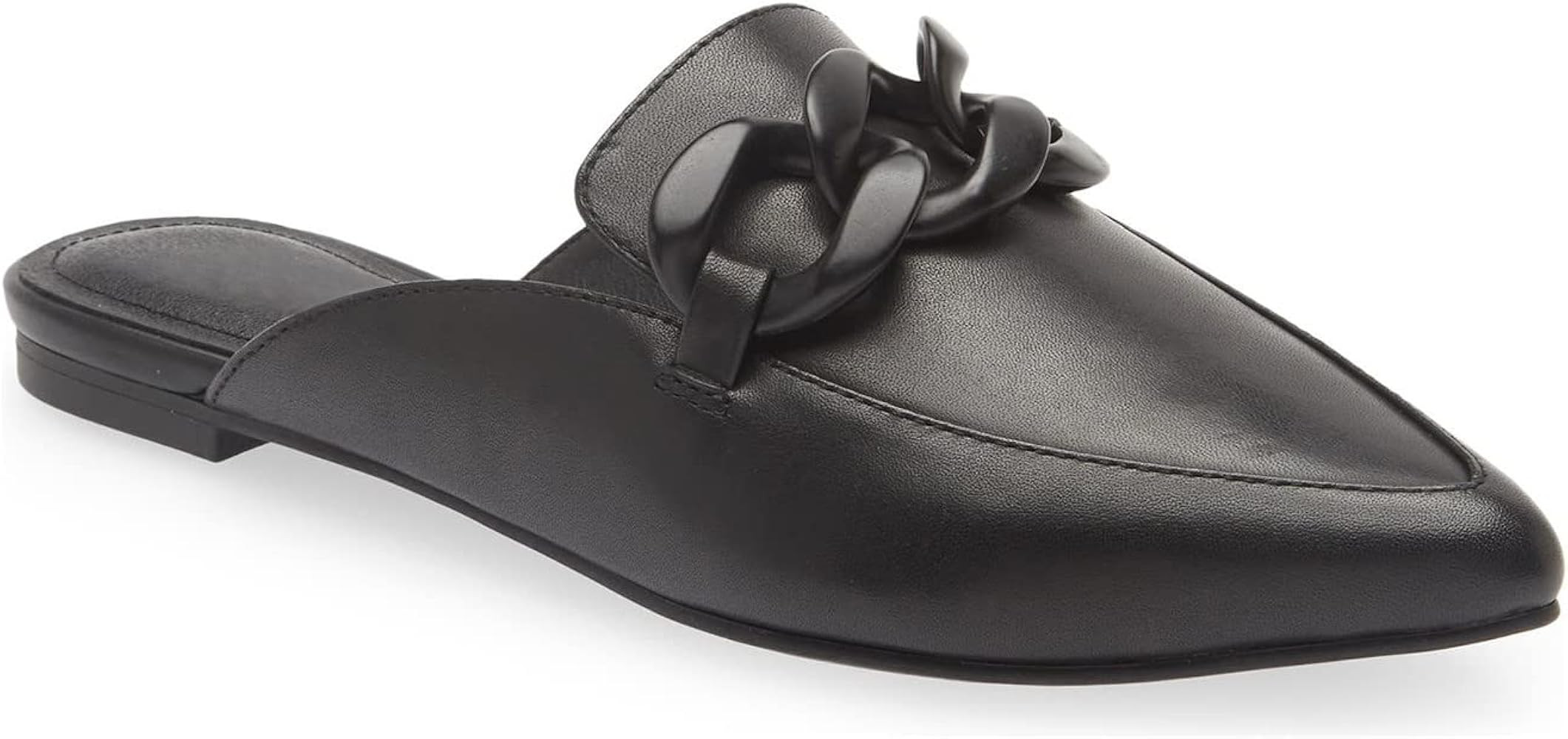 Juliet Holy Womens Mules Flats Pointed Toe Backless Loafers Slip on Metal Chain Slides | Amazon (US)