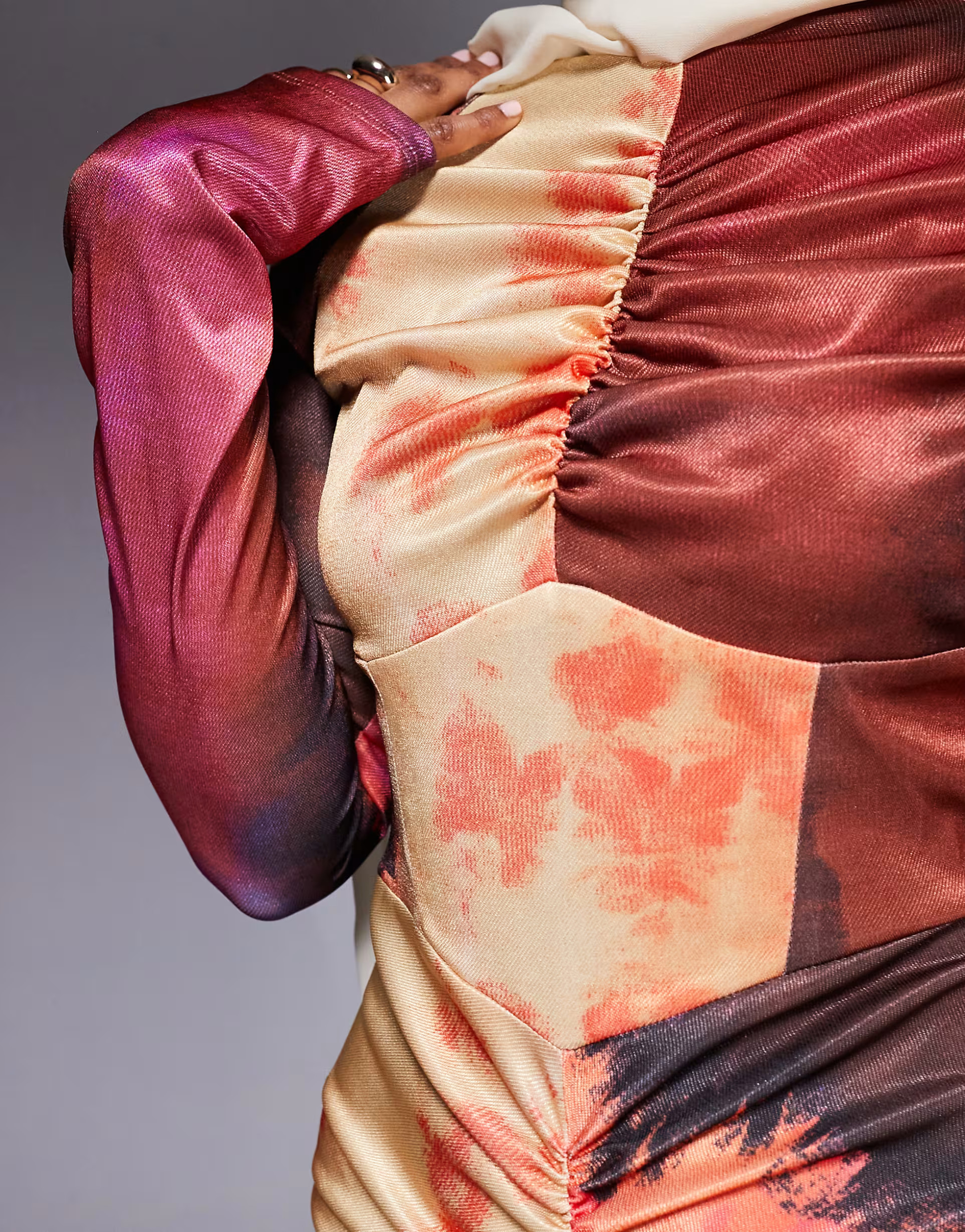 Daska jersey maxi dress with ruching detail in abstract pink print | ASOS (Global)