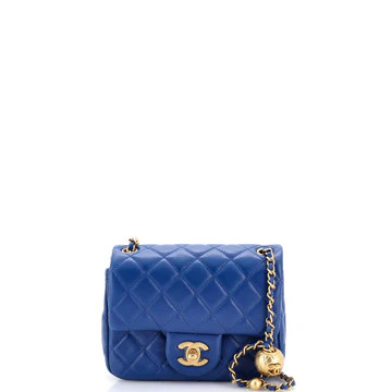 Chanel Pearl Crush Square Flap Bag Quilted Lambskin Mini Blue 4077284 | Rebag
