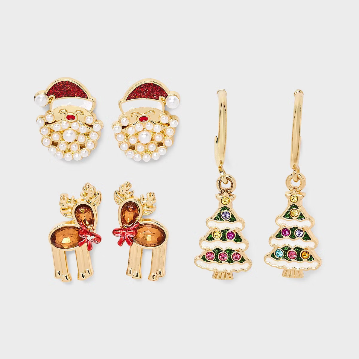 SUGARFIX by BaubleBar Dashing Towards You Earring Set 3pc - Red/Green/Brown | Target