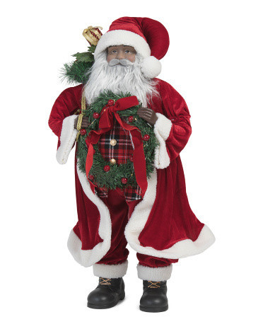 34in Led Santa Decor With Wreath And Bag | Marshalls
