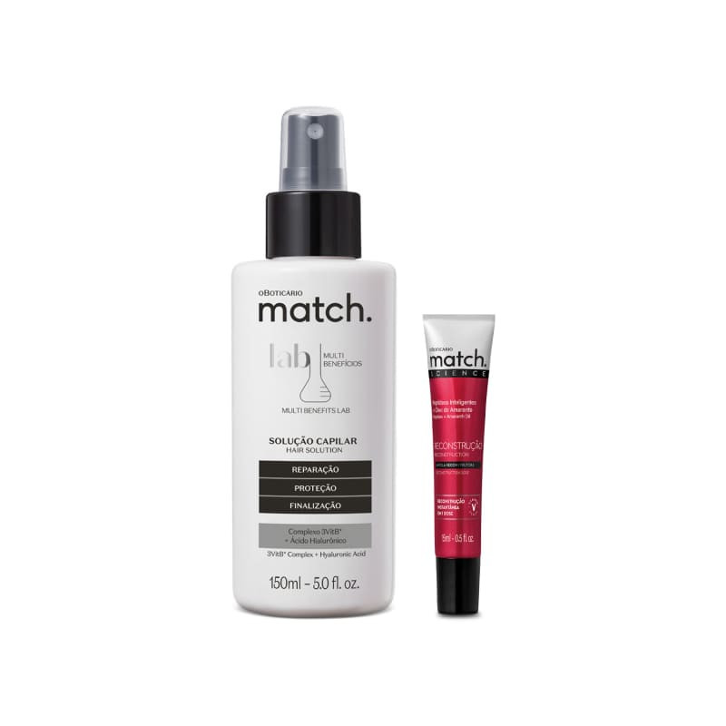 Combo Match Science Reconstrução: Spray Capilar 150ml + Ampola 15ml | oBoticario (BR)