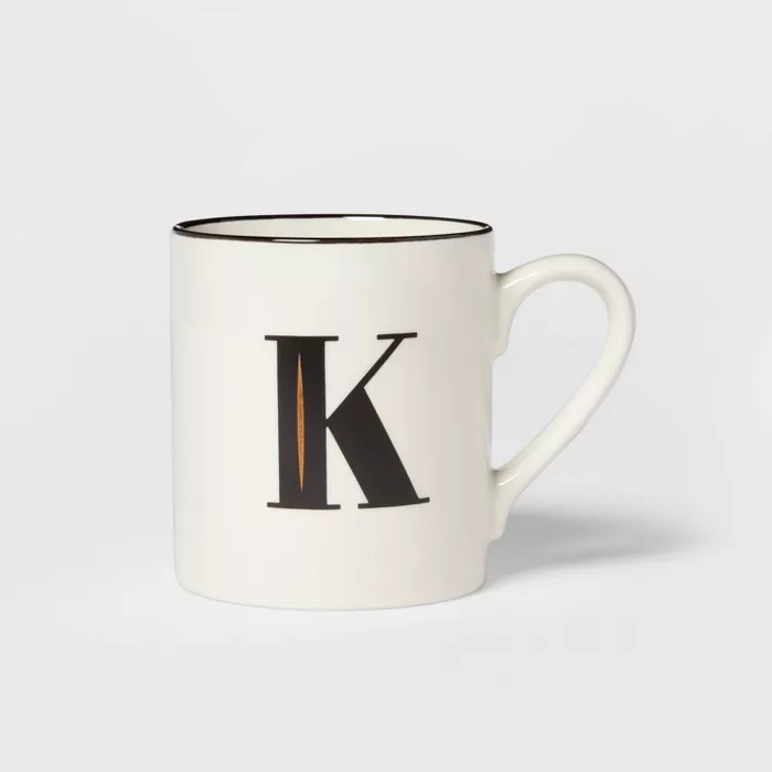 16oz Stoneware Monogram K Mug White - Threshold™ | Target