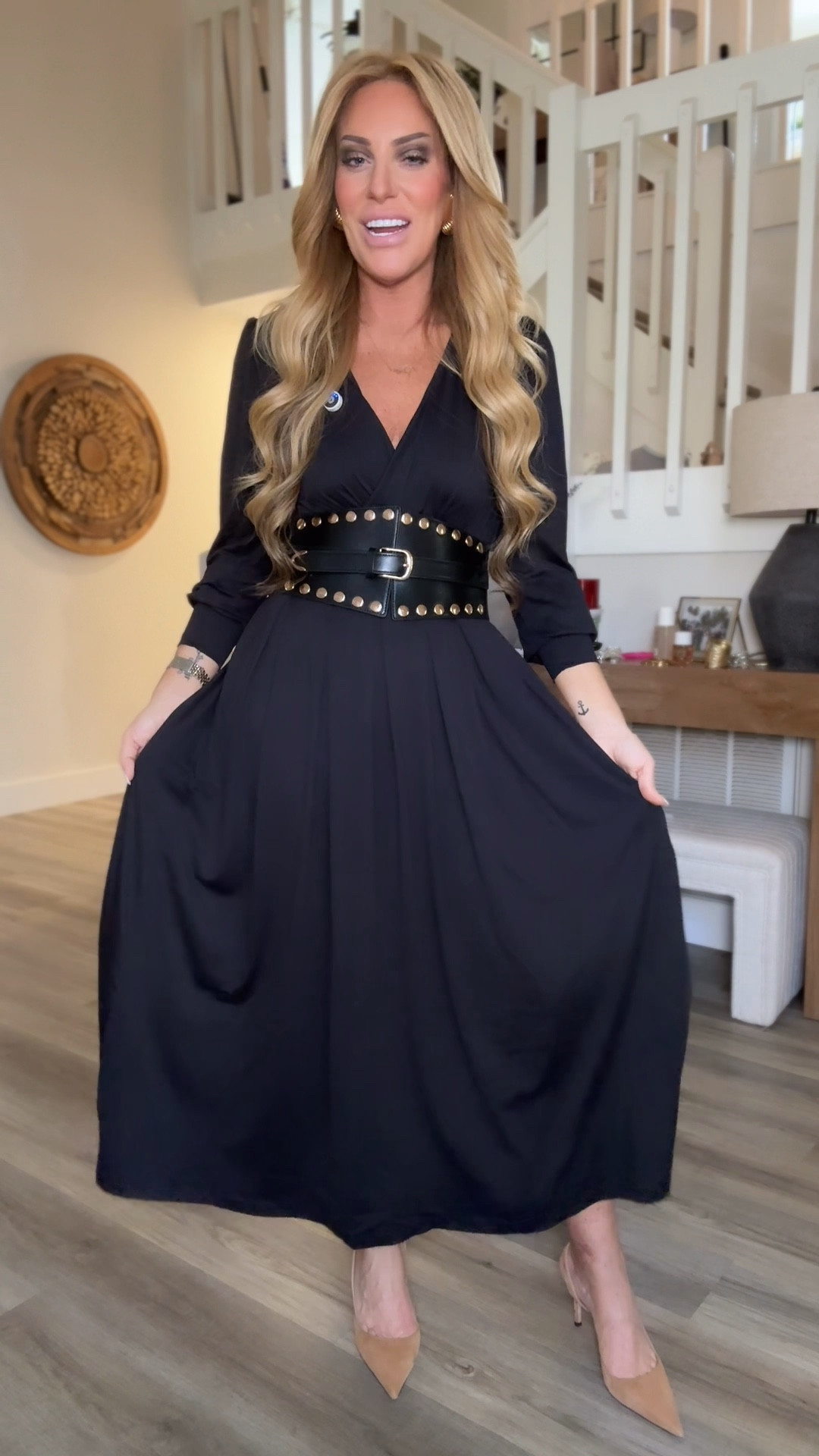 This dress is such a timeless, elegant piece. The fabric is soft and flowy, the V-neck is super flattering, and the long sleeves make it perfect for fall and winter events. The A-line shape moves beautifully, and yes—there are pockets. It’s one of those dresses you can wear to a wedding, a holiday party, or even a nice dinner and look effortlessly put together every single time. If you need a classic black maxi that feels comfy but looks elevated, this one is a must.

#LTKOver40 #LTKMidsize #LTKFindsUnder50