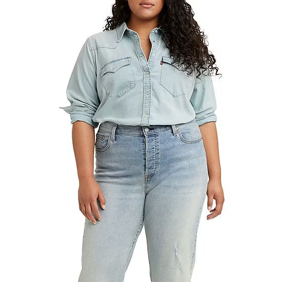 Levi's Ultimate Womens Cuffed Sleeve Western Shirt Plus | JCPenney