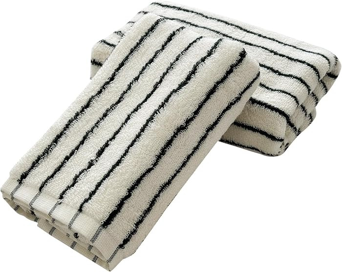 USTIDE Black Striped Hand Towel Thick Luxury Fluffy 100% Cotton Hand Towels for Bath Fashionable ... | Amazon (US)