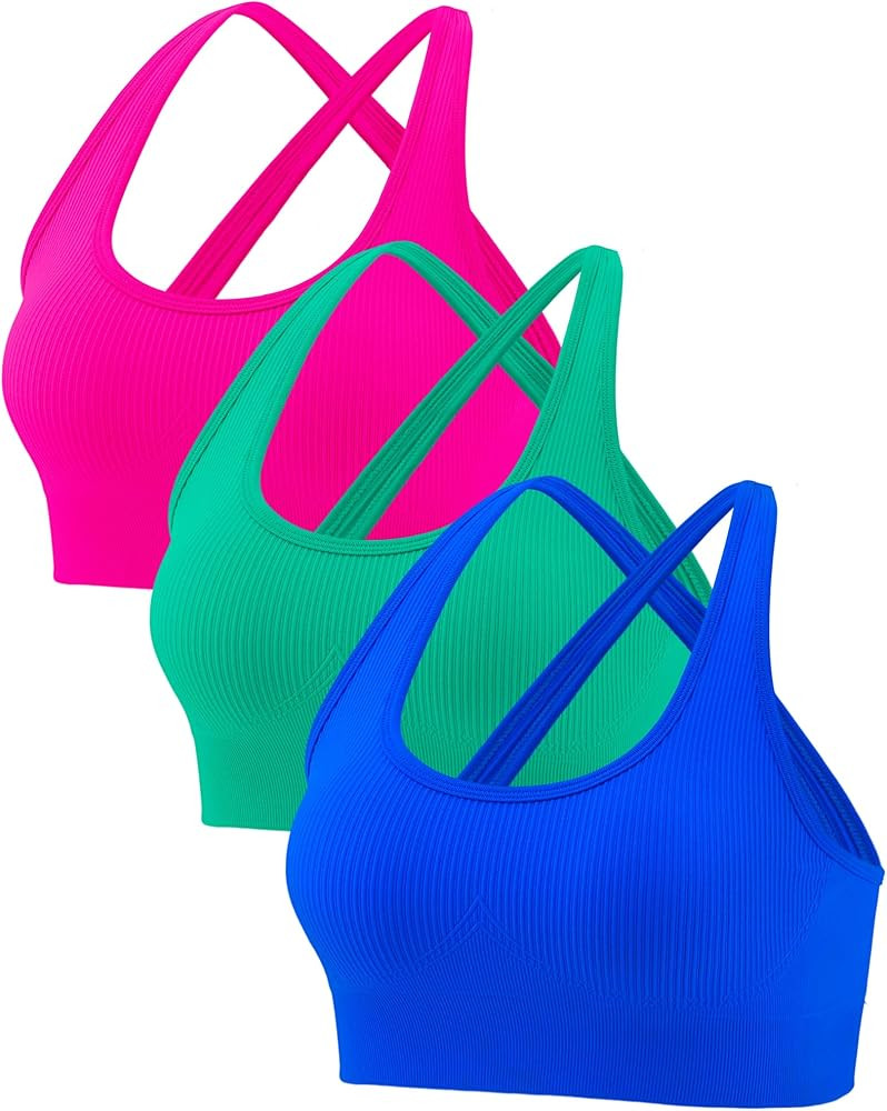 RUNNING GIRL Sports Bras for Women,Sexy Crisscross Back Seamless Padded Sports Bra High Support w... | Amazon (US)