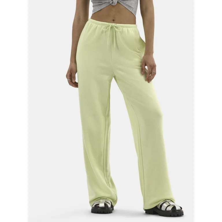 No Boundaries French Terry Lounge Pants with Wide Leg, Women's, Sizes XXS-XXL | Walmart (US)