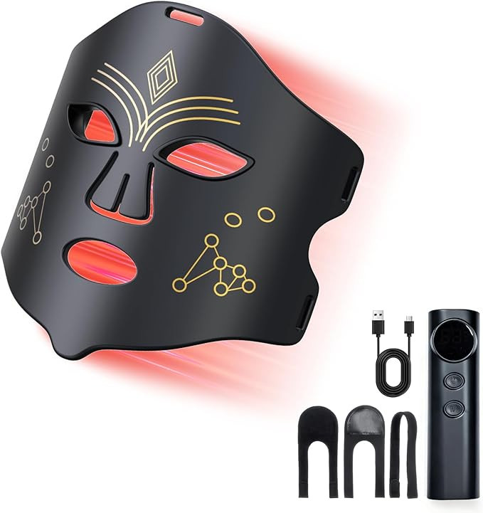 Red Light Mask for Face – LED Face Mask with 4 Modes, 3 Brightness & USB Charging, Adjustable H... | Amazon (US)