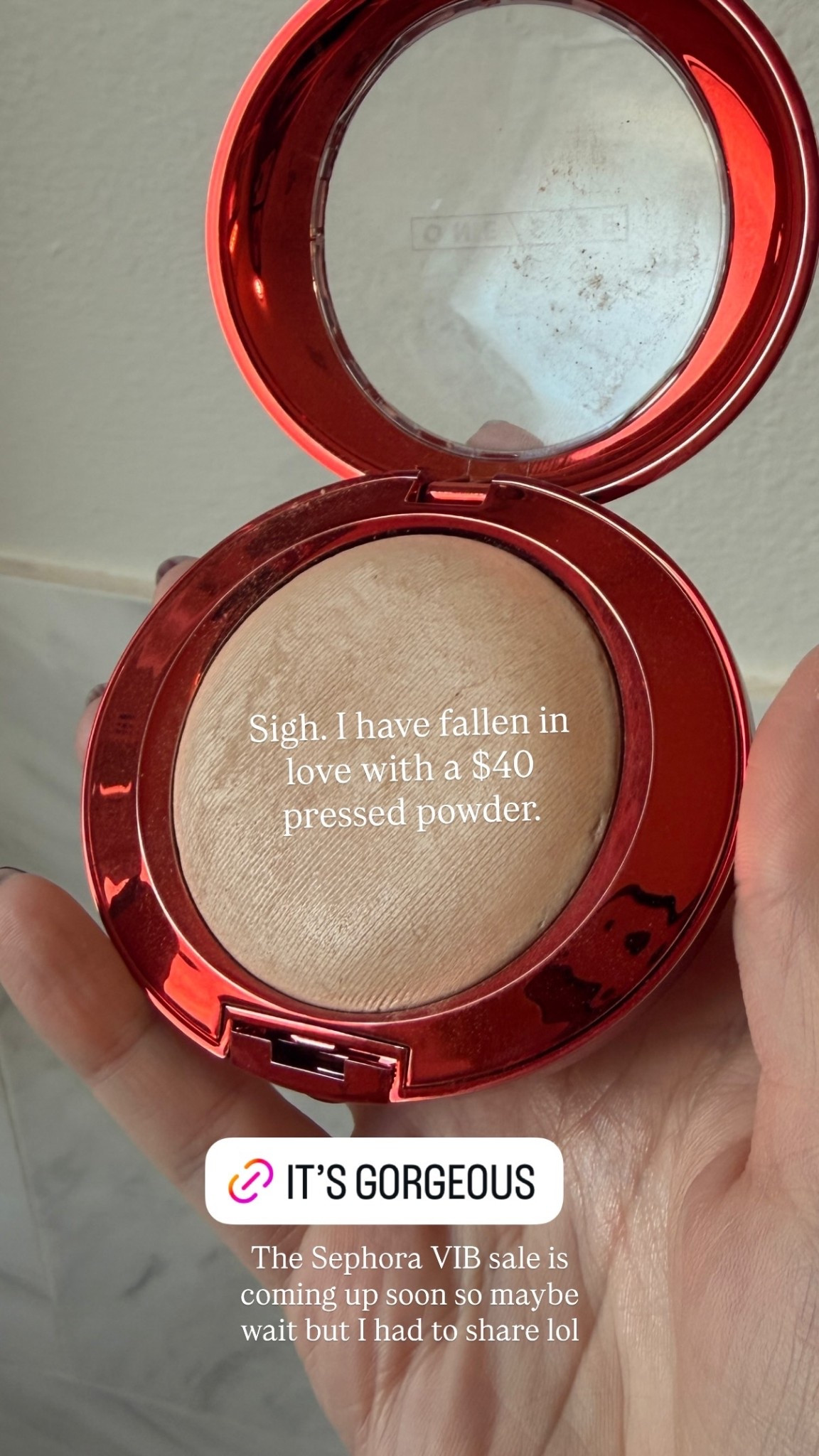 Sigh… I have fallen in love with a $40 pressed powder.  The Sephora VIB sale is coming up soon so maybe wait but I had to share lol