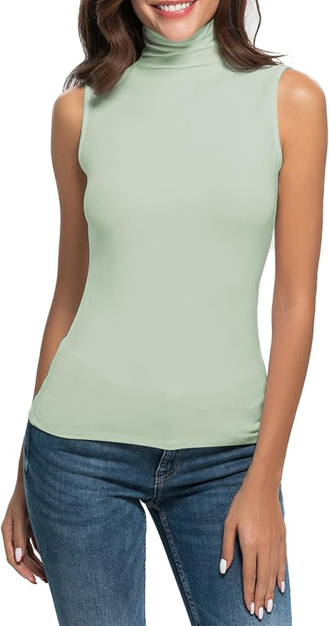 Nasperee Women Sleeveless/Long Sleeve Mock Turtleneck Tank Tops Slim Fit Stretchy Layer Tee Shirt... | Amazon (US)