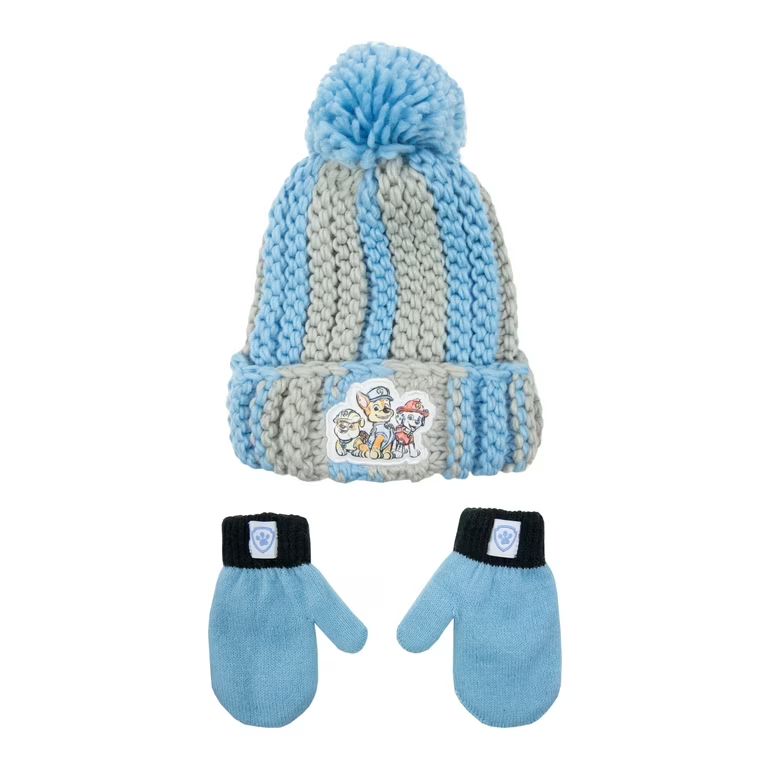 Paw Patrol Licensed Toddler Boys Knit Beanie Hat and Gloves Set, 2-Piece, One Size | Walmart (US)