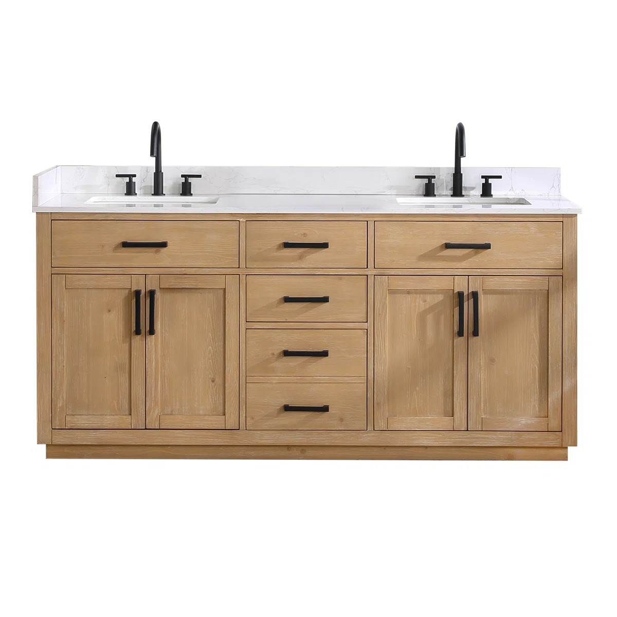 Gavino 72'' Double Bathroom Vanity with Engineered Stone Top | Wayfair North America